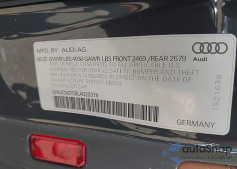 2020 Audi A5 Sportback Premium Plus 45 Tfsi Quattro S Tronic из США, поврежденный, VIN WAUCNCF58LA020379